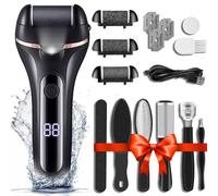 Electric Foot File, Professional Feet Hard Skin Remover, Rechargeable Foot Callus Remover Pedicure Kit with 3 Roller Heads for Dead Skin Dry Skin