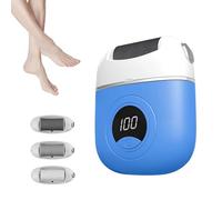 Electric Foot Grinder, Rechargeable Callus Remover with 3 Heads & 2 Speeds, IPX6 Waterproof Portable Electric Foot File for Dead Skin Removal, Foot Care Tool with 3 Replacement Rollers, Blue