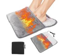 Electric Foot Heater Electric Foot Warmer Portable Heated Feet Pad with Temperature Control Cozy Thermal Feet Heater for Indoor Use Rechargeable Heating Blanket for Comfortable Grey