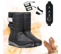 Electric Foot Heater, Heated Booties Slipper Charger Heating Shoes Warmer Plush Shoes, Cold Feet Solution, Heating Slippers, Warm Pad, Usage Time is 6-10 Hours, 4000mah Large Capacity,Black~A,40