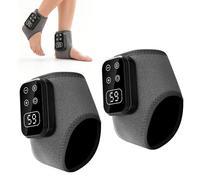 Electric Foot Massager, 2pc Cordless Ankle Massager with 6 Heat Levels & 5 Vibration Modes, Rechargeable Foot Massage Device with LED Display and Velcro Strap for Home, Office and Travel