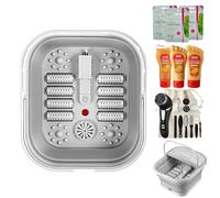 Electric Foot Spa Massager with LED Light Therapy, Shiatsu Rollers & Medicine Box Compartment - Deep Tissue Foot Bath Soak for Circulation & Relaxation (Mango)