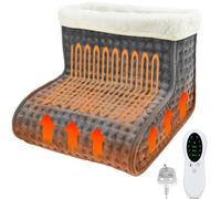 Electric Foot Warmer, Heated Feet Warmers, Heated Foot Warmers with 10 Adjustable Temperature and 3 Timer Settings, Feet Heater Warmer with Soft Fleece Lining, Washable Inner Sleeves (Grey)