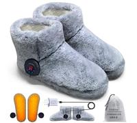 Electric Foot Warmer, Rechargeable Heated Slippers for Cold Feet, Walking Heated Boots Socks Shoes Indoor,8 Hours Continuous Heat,The Next Generation Feet Toe warmer Heater(gery boots(UK4-8))
