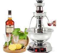 Electric Fountain Dispenser, 3-Tier 3.5L Stainless Steel Champagne and Cocktail Machine, Adjustable Temperature 0-100°C, Low Noise for Events and Parties