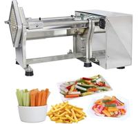 Electric French Fry Cutter, Commercial 60W Stainless Steel Vegetable Chopper with 3 Blades for Potatoes, Carrots, Cucumbers