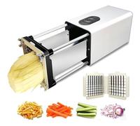 Electric French Fry Cutter, French Fry Cutter Stainless Steel with 1/2 & 3/8 Inch Blade, Automatic Potato Cutter Stainless Steel, use for Potatoes, Carrots, Apples Silver