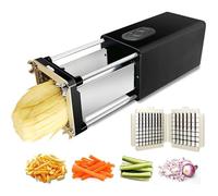Electric French Fry Cutter, French Fry Cutter Stainless Steel with 1/2 & 3/8 Inch Blade, Automatic Potato Cutter Stainless Steel, use for Potatoes, Carrots, Apples Black