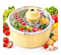 Electric Fruit Vegetable Washer Spinner, Fruit Washer and Spinner with 12 Brushes 360°Cleaning, Large Capacity Salad Cleaner, One-Touching Quick Drying for Berries Grapes Salad Greens (Light Yellow)