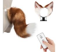 Electric furry tail, movable tail cat fox wolf tail headband halloween cosplay anime lolita furry tail set (Color : H)