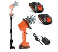 Electric Garden Rotavator Cordless Mini Tiller Cultivator 21V Handheld Soil Cultivator 235RPM 4 Rows of Tines 10cm Tilling Width Includes 2 Batteries and Charger