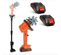 Electric Garden Rotavator, Cordless Mini Tiller Cultivator, 21V Handheld Soil Cultivator, 235RPM, 4 Rows of Tines, 10cm Tilling Width, 10cm Working Depth, Includes 2 Batteries and Charger