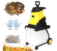 Electric Garden Shredder, 2500W Leaf & Wood Chipper with 45L Collection Box, 4500 RPM Reversible Steel Blades, Portable Outdoor Wood Chopper