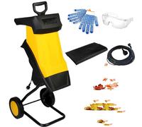 Electric Garden Shredder, 2500W Wood Chipper, Wood Shredders with a 50L Collection Bag and Double-Sided Carbon Steel Blade, 10M Cable, Low Noise, for Wood and Tough Garden Debris Disposal
