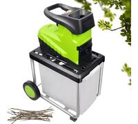 Electric Garden Shredder, 2800W Heavy Duty Wood Chipper, Leaf Shredder & Branch Crusher, Max Cutting Diameter 4.5cm, Large Wheels for Easy Mobility