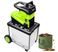 Electric Garden Shredder 2800W Wood Chipper with Wheels for Branches Leaves up to 45mm 60L Collection Box Low Noise Shredding Garden Waste Composting Eco-Friendly