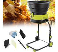 Electric Garden Shredder and Mulcher with Wide Hopper, Wheels, and Storage Bag for Efficient Yard Waste Management