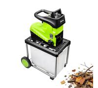 Electric Garden Shredder with Wheels, 2800W Wood Chipper, 60L Collection Box, 45mm Cutting Capacity, Ideal for Yard Debris and Landscaping Cleanup