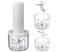 Electric Garlic Chopper, 14x10cm USB Rechargeable Vegetable Chopper with 304 Stainless Steel Blades Effortless -Touch Operation for Home Kitchen Cooking(White)