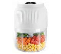 Electric Garlic Chopper 300ML Mini Food Processor, USB Rechargeable Cordless Garlic Mincer with Stainless Steel Blades, One-Touch Portable Veggie Chopper for Onion, Ginger, Meat (White, 6 Blades)