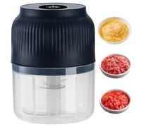 Electric Garlic Chopper 4-Leaf Blade Garlic Chopper Portable Mini Food Grinder with Container and Lid for Ginger Chili Vegetables