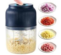 Electric Garlic Chopper, 400ml Portable Cordless Mini Food Processor with 6 Stainless Steel Blades, Rechargeable Vegetable Chopper for Onion, Meat, Chili, Salad, Baby Food Prep for Kitchen, RV, Picnic