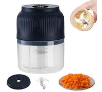 Electric Garlic Chopper, Cordless One-Touch Mini Portable Veggie Chopper, Compact Portable Design With Easy Cleaning For Garlic, Onion, Ginger for Small Kitchens And Camping (Blue,4 blades)