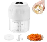 Electric Garlic Chopper, Cordless One-Touch Mini Portable Veggie Chopper, Compact Portable Design With Easy Cleaning For Garlic, Onion, Ginger for Small Kitchens And Camping (White,3 blades)