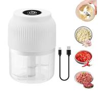 Electric Garlic Chopper, Household Electric Garlic Crusher, Electric Vegetable Chopper & Mini Food Processor, Garlic Mincer, Onion Chopper, Rechargeable Chopper for Onion, Garlic, Peppers (White)