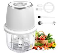 Electric Garlic Chopper, Mini Food Processor & Vegetable Chopper, 350ml Portable Cordless USB Rechargeable Garlic Chopper, Powerful Chopper for Onion, Herb, Nut, Easy to Clean Glass Container（White）