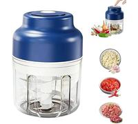 Electric Garlic Chopper, Mini Portable Food Processor for Meat & Vegetables, USB Rechargeable Cordless Food Veggie Chopper, Multi-functional Onion Ginger Chilli Crusher (Blue 320ML)