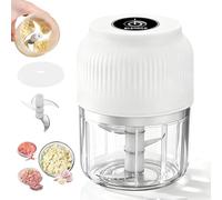 Electric Garlic Chopper Mini, Wireless Portable Veggie Chopper, Garlic Grinder Masher Onion Choppers, With 6 Sharp Blade And Egg Beater, For Mashing Onion, Garlic, Chili, Ginger (White-4)