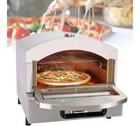 Electric Gas Pizza Oven - Stainless Steel Tabletop Grill with Thermometer for Pizza, Lamb Chops, Chicken Wings, and Grilled Meat
