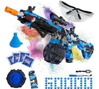 Electric Gel Ball Blaster, High Speed Automatic Splatter Ball Blaster with 40000+ and Goggles, JIFTOK Rechargeable Splatter Ball Toys for Outdoor Activities Shooting Game Party Favors-Blue Black