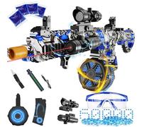 Electric Gel Ball Blaster, High Speed Automatic Splatter Ball Blaster with 50000+ and Goggles, Rechargeable Splatter Ball Toys for Outdoor Activities Game Favors-BlueWhite