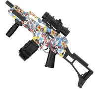 Electric Gel Blaster Water Bullet Gun - Full Auto & Semi-Auto Modes, 7.4V Rechargeable Battery, High Capacity Drum Magazine, Includes 10k Gel Balls - Graffiti Colour for Ages 14+ (Yellow Graffiti)