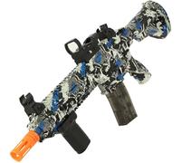 Electric GelSoft Gel Blaster - Blue Graffiti Design | Fully Automatic and Manual Modes, USB Rechargeable 7.4V Battery, Magazine Fed With Scope, Safety Glasses & 5,000 Rounds | Fun Outdoor Toy Gun