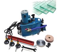 Electric Glass Edge Polishing Machine, 110V/220V Portable Grinder with Vajra & BD Wheels for Beveling and Polishing Glass Edges, Compact Design