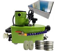 Electric Glass Edging Machine, Electric Small Glass Grinding Edger Polisher, Straight Round Bevelled Glass Edging Grinder Glass Acryl Polishing Machine with 8 Diamond Wheels & 2 Polish Wheels Green