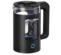 Electric Glass Kettle, 1.5L Fast Boil Quiet Black Water Kettle with Stainless Steel, Auto Shut-Off & Boil-Dry Protection, One-Touch Operation for Home & Office