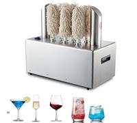 Electric Glass Polisher 8-Head with Instant Heating & Drying - High-Capacity Machine for Polishing Wine & Champagne Glasses, 550 Cups/Hour Output