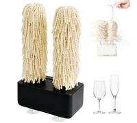 Electric Glass Polisher, Double Brush, Strong Suction, Quiet | Brush: Double rotating microfiber | Base: Strong suction cups | Use: all glassware | Noise: Quiet operation(Black)