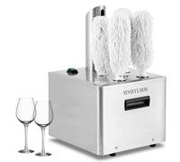 Electric Glass Polisher Machine - 1350W Stainless Steel Polishing Tool with 5 Brushes & Drying Function for Bars and Restaurants