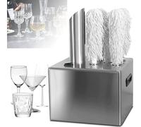 Electric Glass Polisher Machine for Restaurants - Cleans 330/660 Cups/Hour with Warm Air Blower for Wine & Champagne Glasses