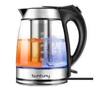 Electric Glass Water Kettle 1.7L with Dual Filters, 2200W Fast Water Boiler