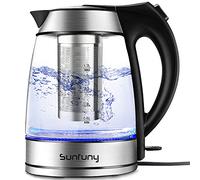 Electric Glass Water Kettle with Filter Tea Infuser, 1.7Liter Cordless Tea Kettles 2200W Fast Boil Hot Water Boiler Heater LED Illuminated with Stainless Steel Lid, Auto Shut-Off for Home, Gift