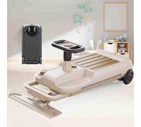 Electric Go Kart, 12V Mini Go Kart, Portable Ride On Variable Speed Race Car with Storage Bin for Ages 3-8Years,Floor-Sweeping Function(Khaki)