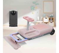 Electric Go Kart, 12V Mini Go Kart, Portable Ride On Variable Speed Race Car with Storage Bin for Ages 3-8Years,Floor-Sweeping Function(Pink)