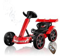 Electric Go Kart for Kids, 12V Foldable Go Cart, Pedal Go-Kart with Adjustable Seat, Music, Folding Wheel, 8 MPH Speed Drifting Go Cart, Ride-On Go Cart for Boys and Girls,Red