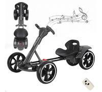 Electric Go Kart for Kids 3+, 12V Foldable Pedal Go-Kart with Adjustable Seat, Music and Lights, 8 MPH Speed, Indoor/Outdoor Use